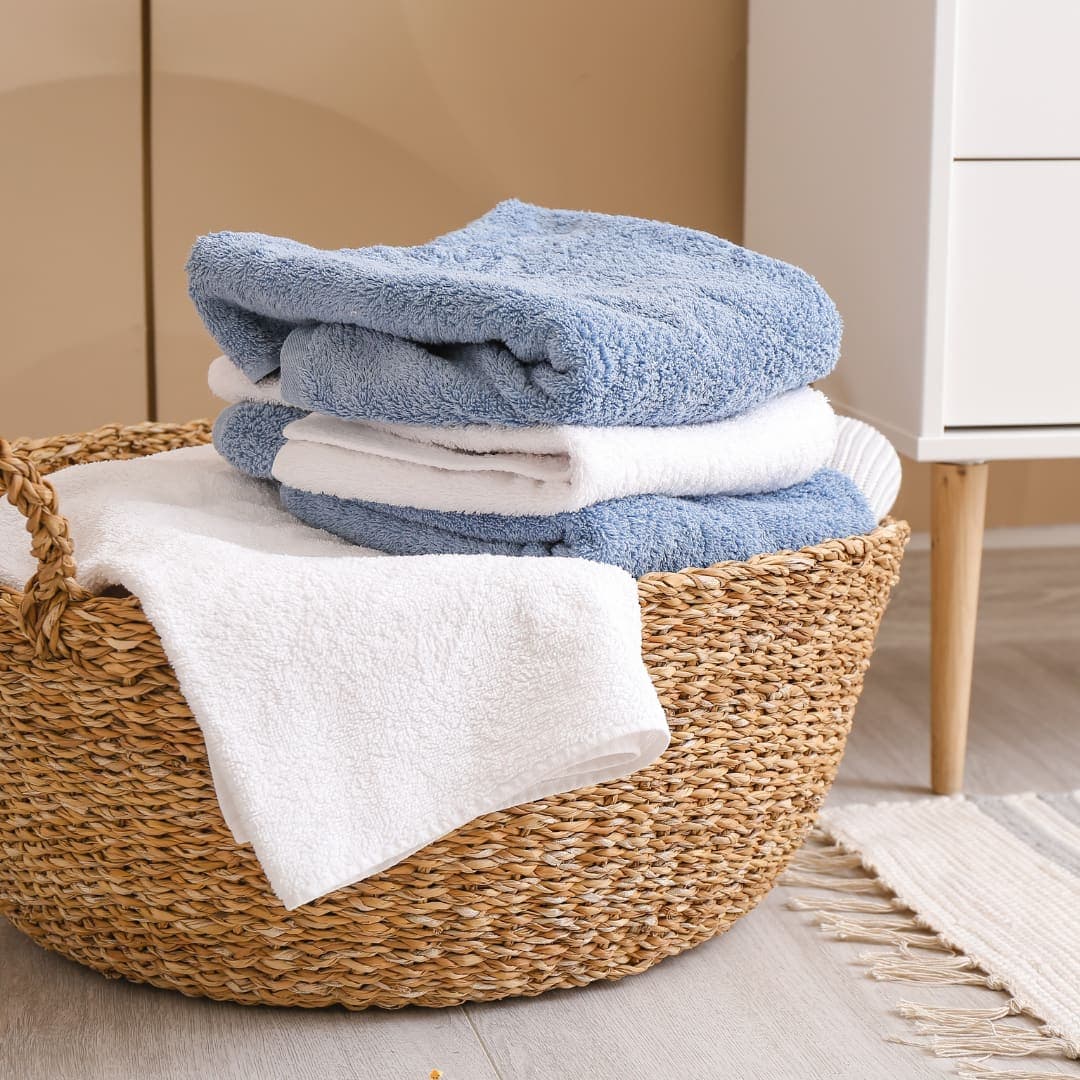 Stacks of clean white towels